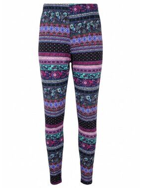 Colorful Patterned Stretch Leggings With Elastic Waistband One Size Polyester/Sp